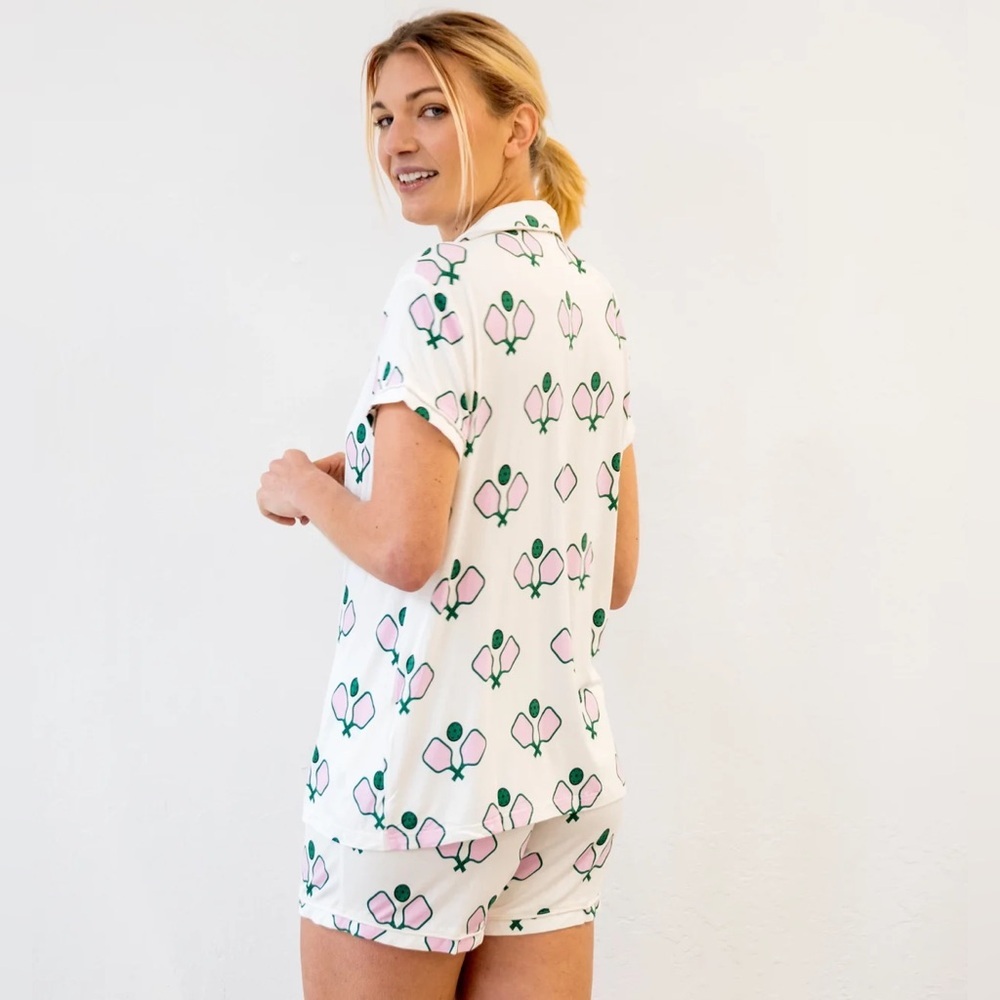 TOSS Designs PICKLEBALL 2pc Pajama Set PJ Shorts Top Sleep no holes or stains